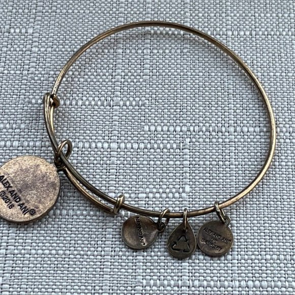 Alex And Ani Women Bracelet Gold Tone Initial LETTER A Wristband Wrist Jewelry - Picture 6 of 10